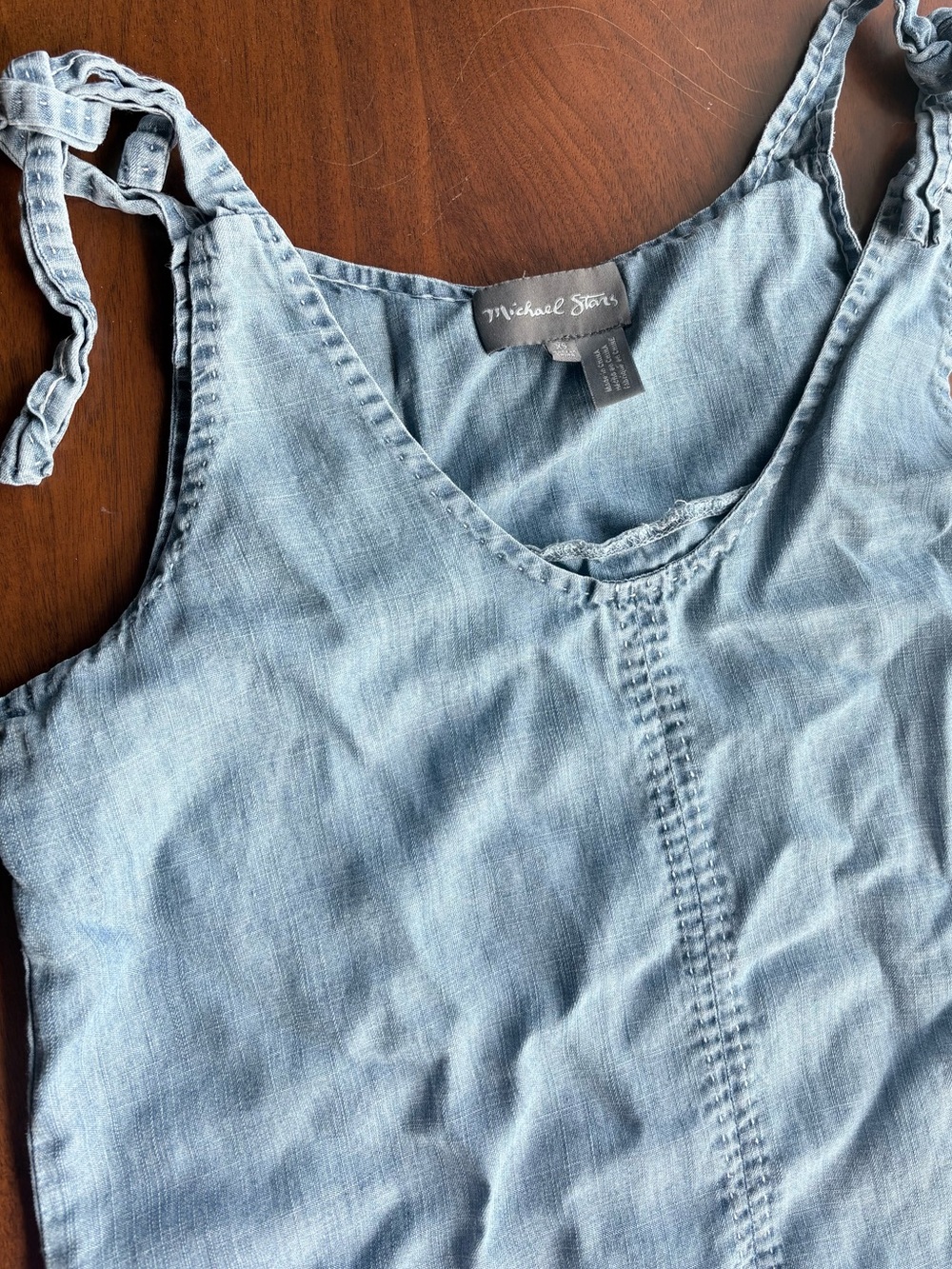 Michael Stars Light Wash Denim Chambray Tie-Strap Dress size xs